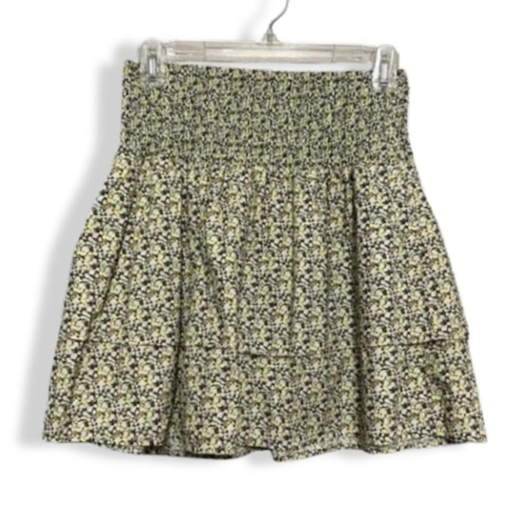 Vero Moda Mini Skirt Tiered Design Floral Smocked 100% Cotton Multicolor S NWOT